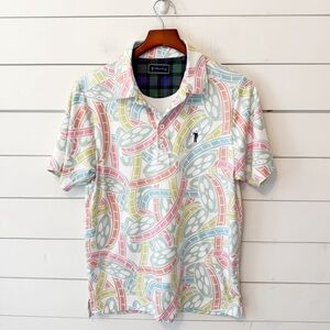 William Murray | Men’s golf polo features a “Movie Film Reels" print Size Small